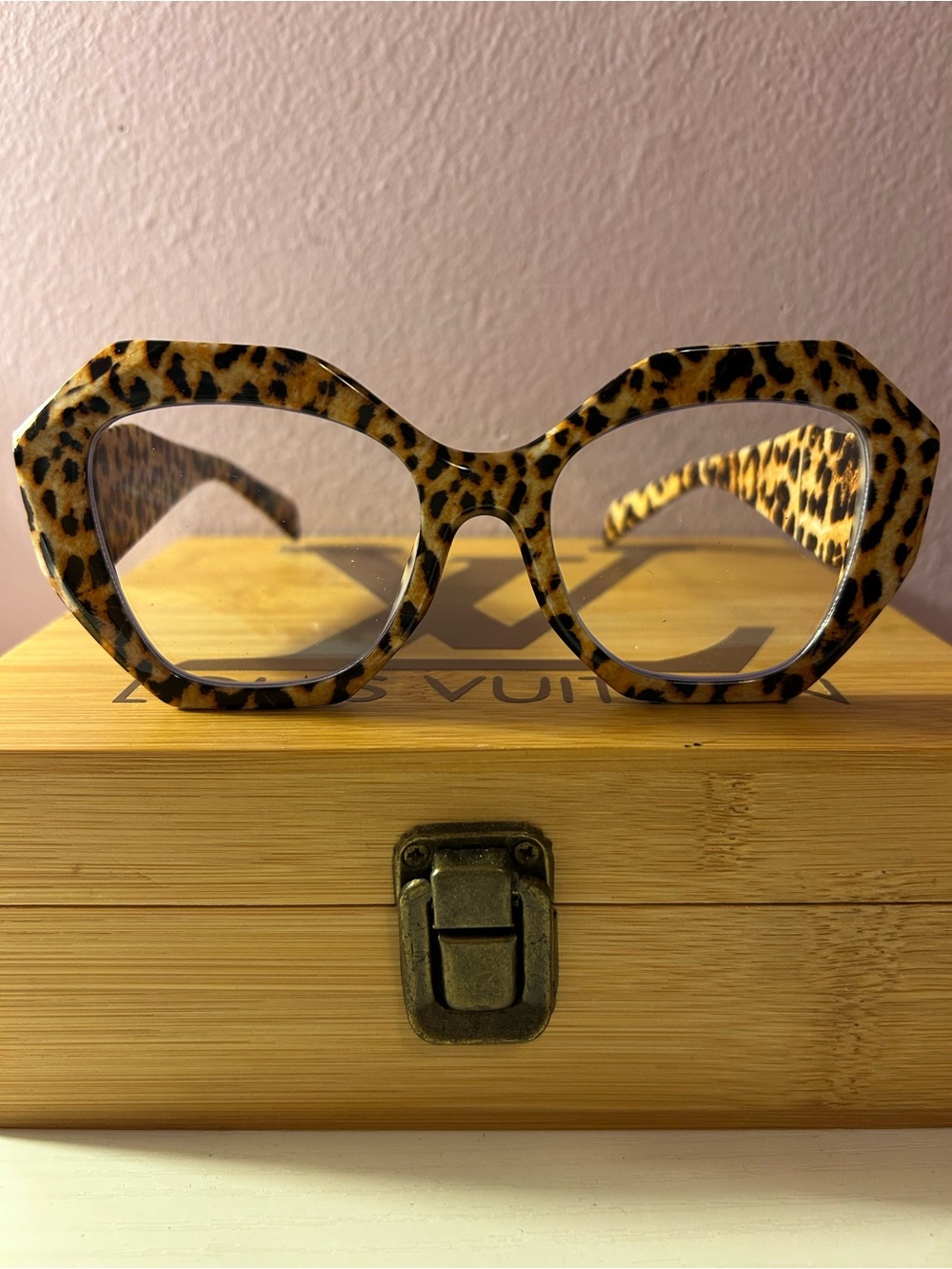 Leopard Print Oversized Women's Glasses - Brown